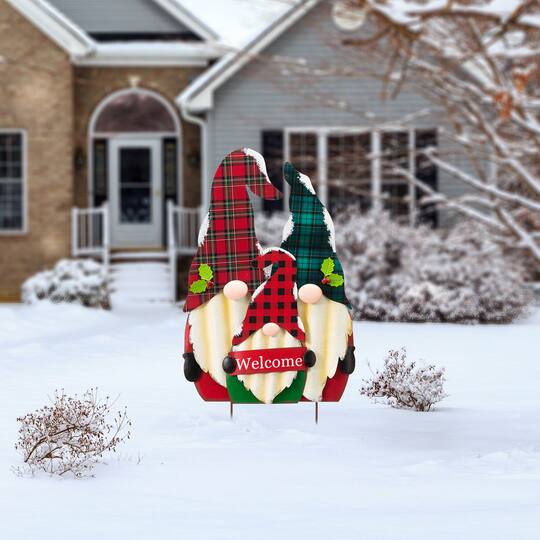 Glitzhome® 3ft. Metal Gnome Family Yard Stake